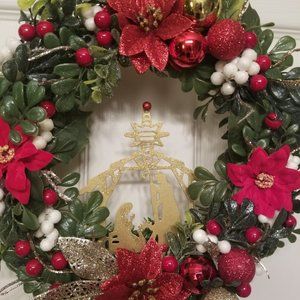 Christmas door wreath. Cute Nativity Wreath, 12"